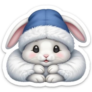 A sleepy cute rabbit with night cap saying goodnight sticker