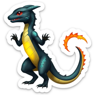 Shiny Exotic Salandit-Umbreon-Charmeleon-Fakémon-hybrid-creature (full body)  sticker
