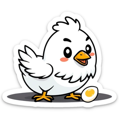 Scared chicken laying an egg sticker