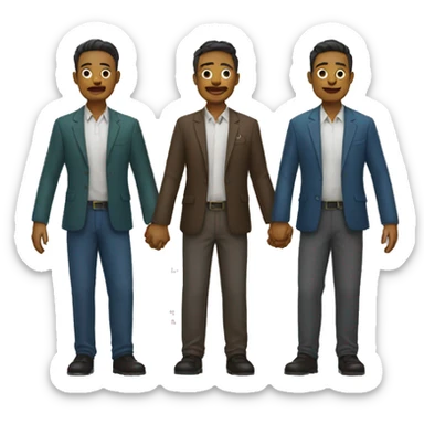 three hapoy men holding hands sticker