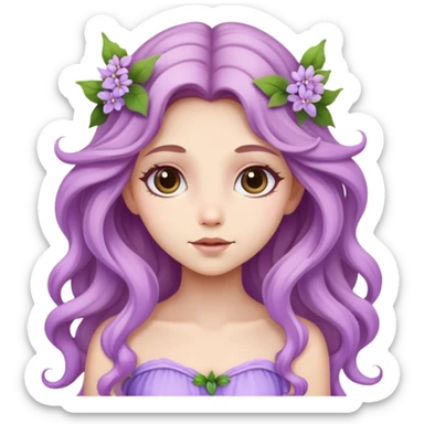 fairy lilac, long wavy light brown hair sticker