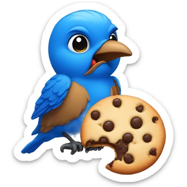 Bluebird eating a cookie sticker