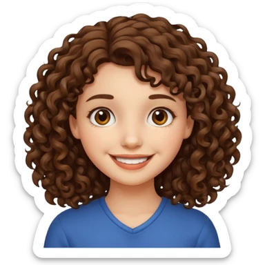 A girl with medium-length curly hair sticker