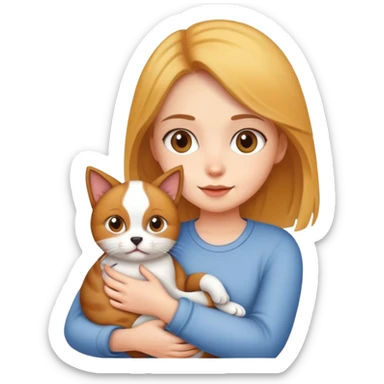 Girl holding a cat and a dog sticker