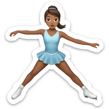 Ice skater with brown skin and brownish blackish hair in a ponytail skating gracefully  sticker
