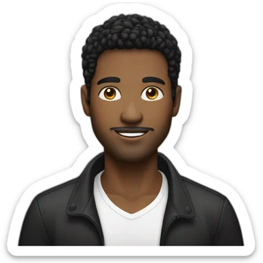 White man, black hair with blonde highlights, big black framed glass, young face sticker