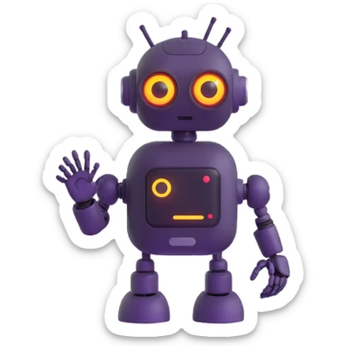 friendly robot assistant with glowing eyes sticker
