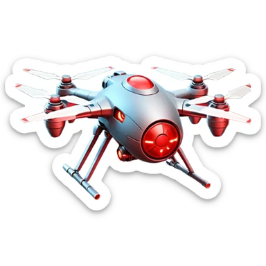 flying orb shaped futuristic targeting drone acquires target and paints with laser. sci-fi war sticker