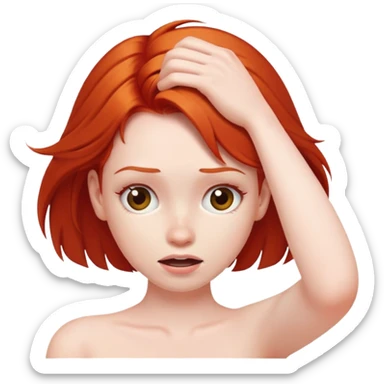 red head girl pulling hair out sticker
