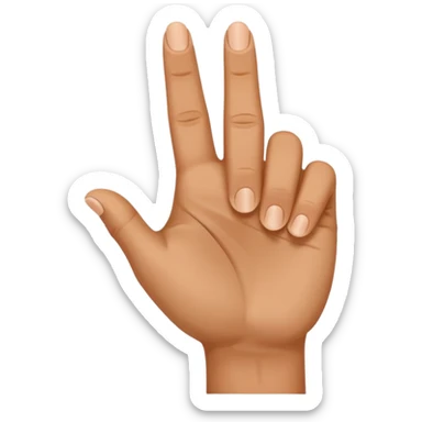 Hand pn which 3rd and ring finger pointing outward and 2nd and 5th and thumb finger pointing upward sticker