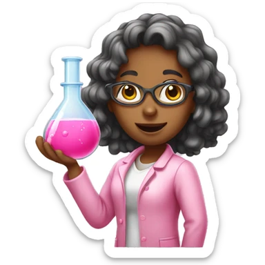 pink girl doing chemistry  sticker