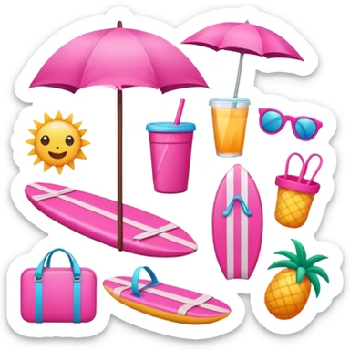 A bundle of Summer vacation with pink color sticker