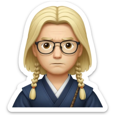 samurai, slim, long blonde hair , glasses sticker
