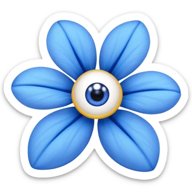 blue flower with two eyes sticker