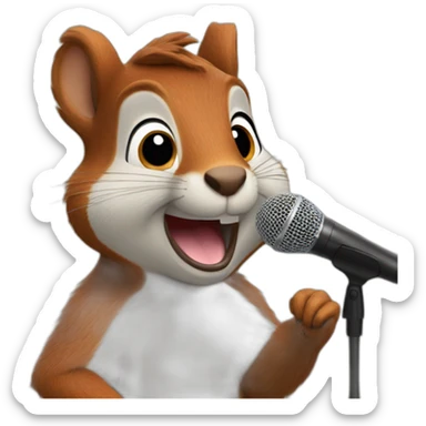 squirrel sings into the microphone sticker