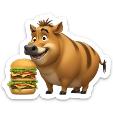 Pumba and Timon eat a hamburger  sticker