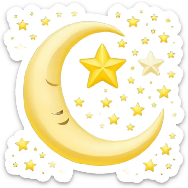 crescent moon with star around it  sticker