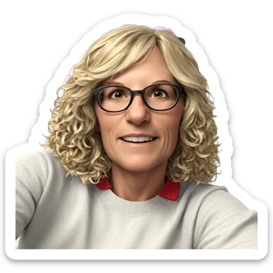 smiling blonde in santa hat sticker