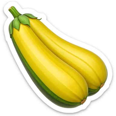 whole zucchini yellow smooth shiny gently tapered green stem golden color subtle stripes mottling firm fresh no plate or extras apple emoji style soft lighting transparent background emoji scale sticker