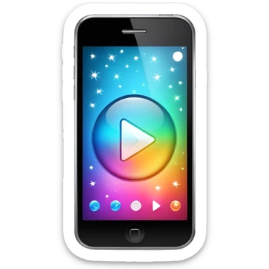 smartphone with a play button and sparkles sticker