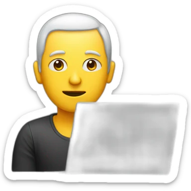  a long person with laptop without focus on face sticker