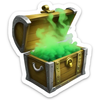open treasure chest with green smoke coming out sticker