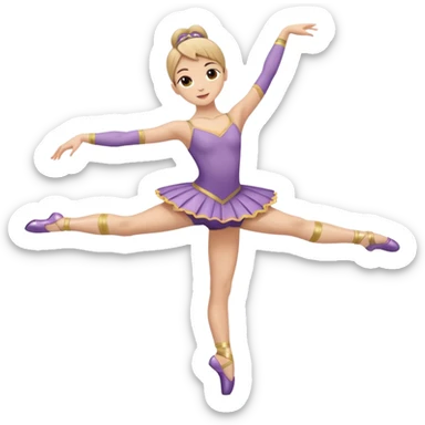 Una chica con vestuario de bailarina con las piernas flexionadas, el dedo índice en la boca, el tren superior inclinado hacia la izquierda y con la cadera proyectada hacia la izquierda sticker