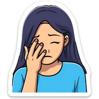 crying woman covering her face sticker