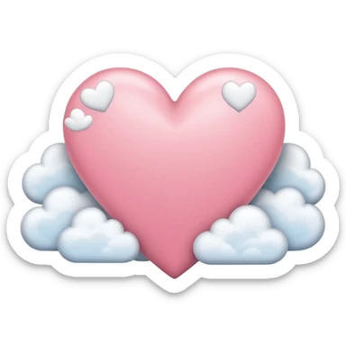Corazón rosa claro con nubes  sticker