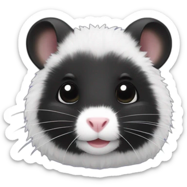 Black hamster with white dead inside hairs on head sticker