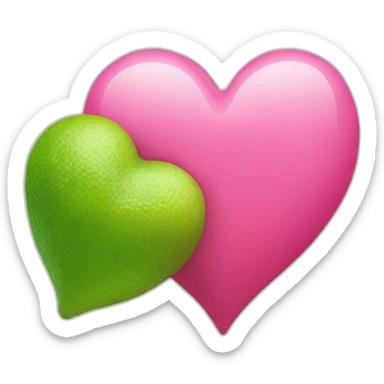 pink heart behind lime heart sticker