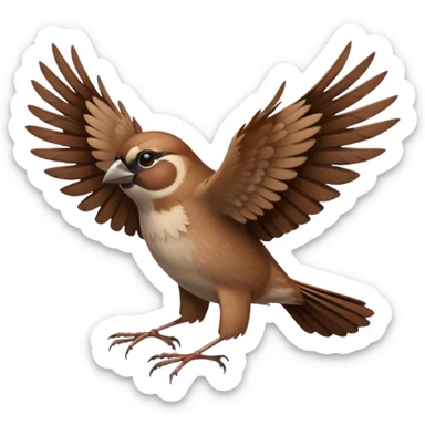 a sparrow starting to take off sticker