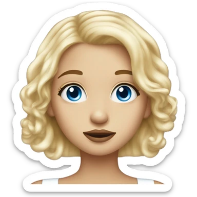 cute blonde girl with blue eyes blwig a kiss sticker