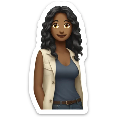 friends enjoying a sunny day mom with dark long hair  sticker