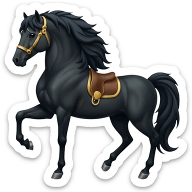 Black full horse two legs up emojis  sticker