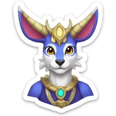 colorful anthro horned Royal vernid fursona Fakemon sticker