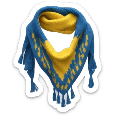 a scout-style scarf in blue, yellow and white, with blue predominating sticker