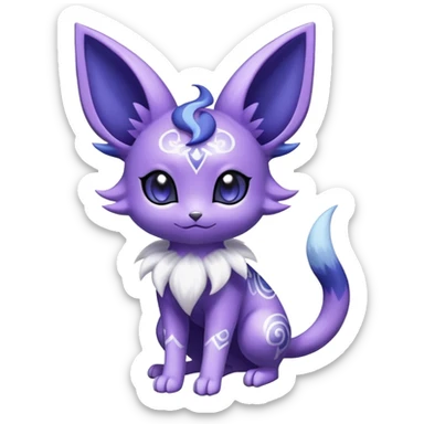 Shiny Cute Adorable Espeon-Noibat-Meowstic-Hybrid-Creature with pattern-markings sticker
