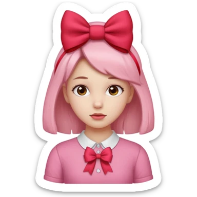 Girl with red bow on her head and pink shirt sticker