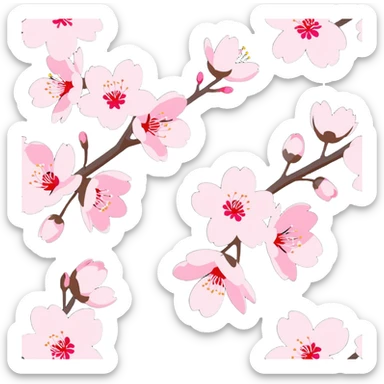 beautiful pink sakura cherry blossom flower sticker