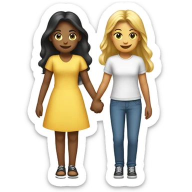 Two girls holding hands one femenine and one masculine sticker