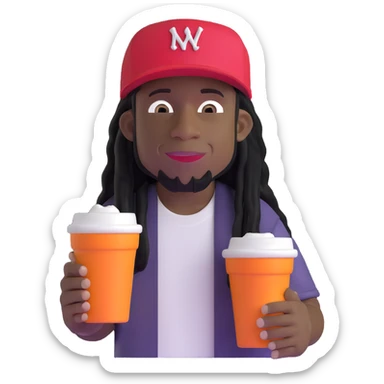 lil wayne holding a double styrofoam cup with one cup stacked inside another sticker