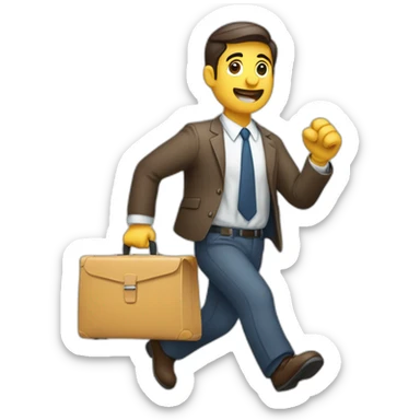 trabajador de oficina corriendo con una maleta en la mano sticker