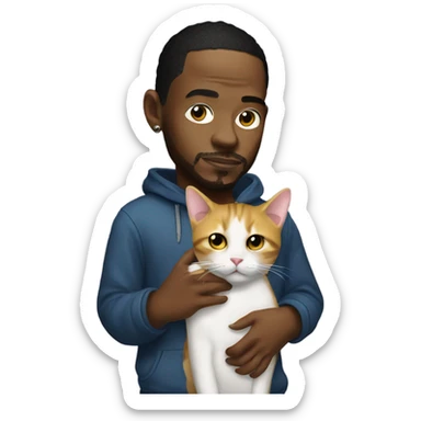 Kendrick Lamar holding a cat saying mustard  sticker