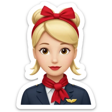 azafata de vuelo rubia con pañuelo rojo, y moño sticker