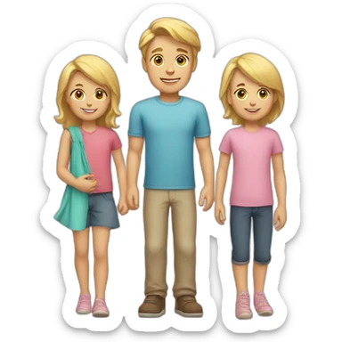 blond man with four children sticker