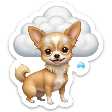 Blonde long hair chihuahua with fart cloud sticker