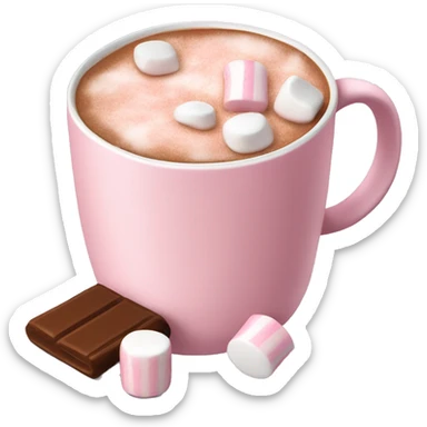 Light Pink mug of hot chocolate with marshmallows  sticker