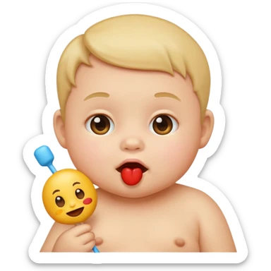 emoji cute baby with sucker sticker