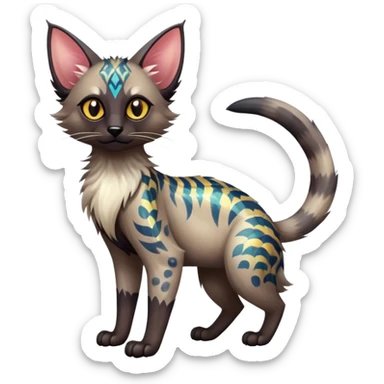 Colorful exotic tropical shiny Fantasy-Siamese-Fakémon-Lykoi-feline-hybrid (full body) sticker